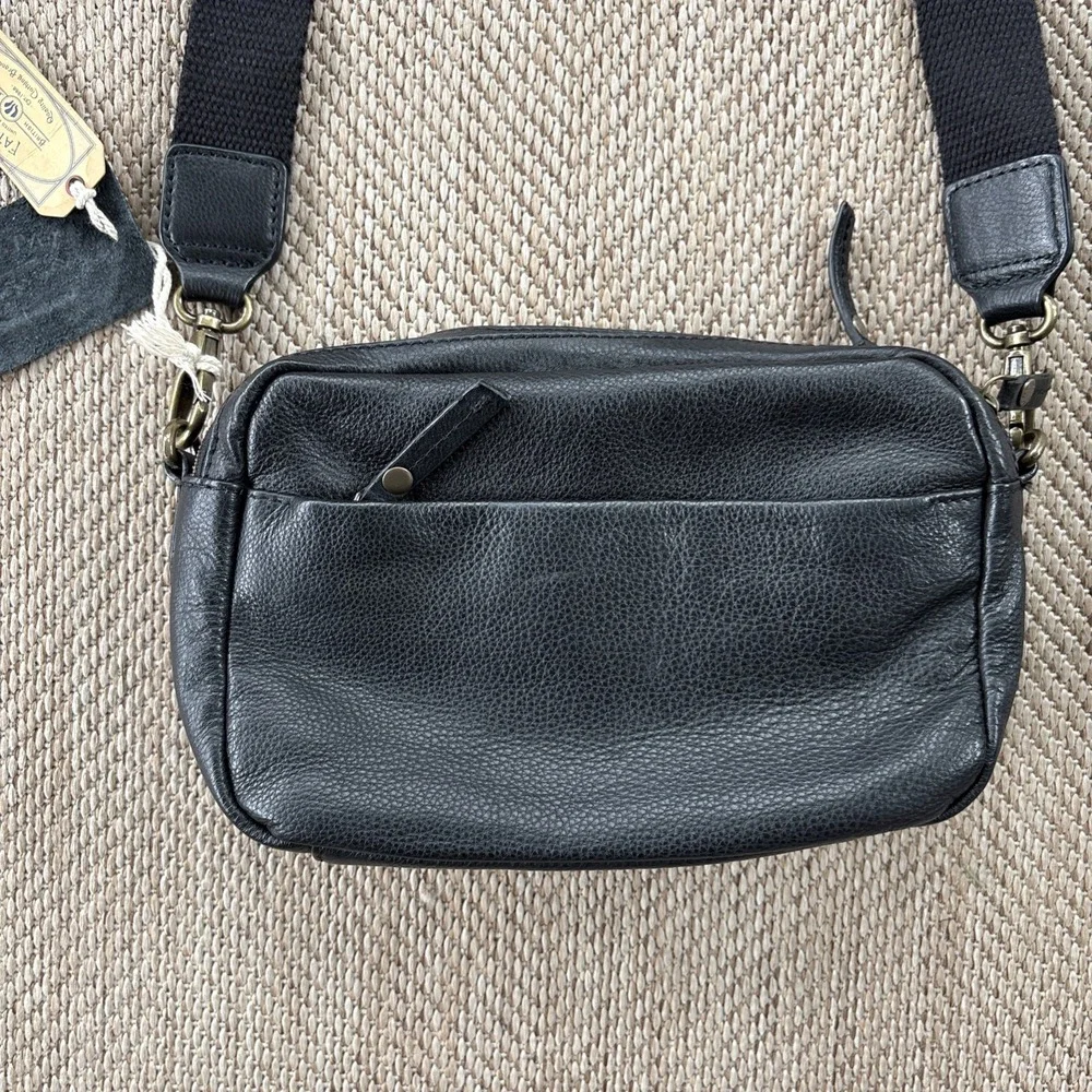 Fat Face Womens Black Genuine Leather Crossbody Bag Purse Classic - Picture 4 of 14